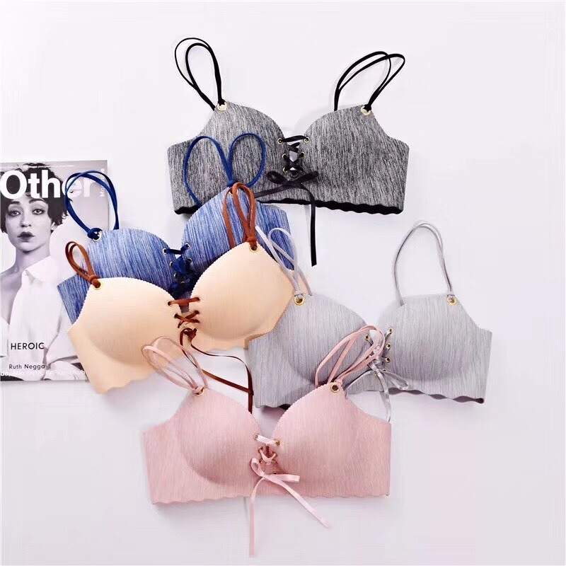Fashion lb Element Strap Push-Up Soft Seamless Non-Restrictive Women's Wireless Bra with Side Support and Side Breast Collection