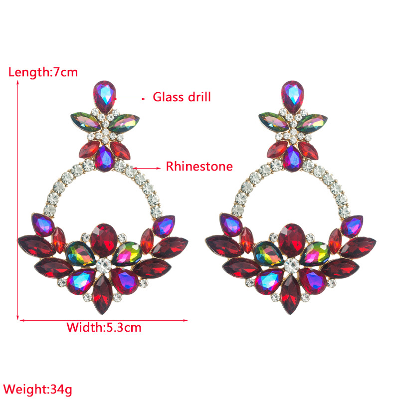 Fashion Flower Alloy Inlay Rhinestones Drop Earrings display picture 1
