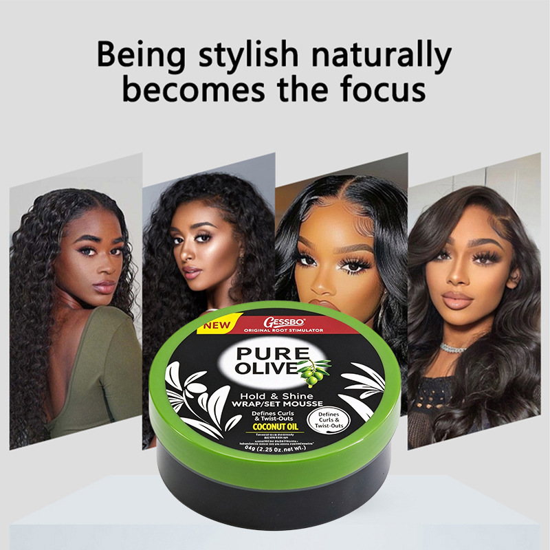 Cera Sólida para Peinado de Aceite de Oliva Anti-frizz y Nutritivo para Cabello Rizado
