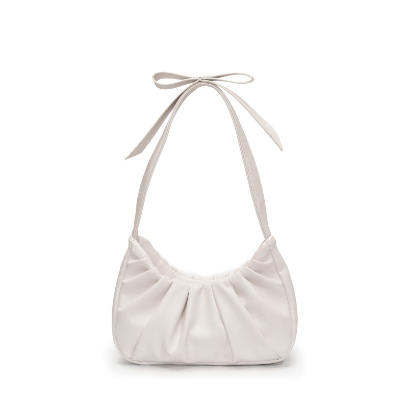 Bolso de axila popular de este año 2025 primavera y verano nuevo bolso femenino lindo bolso de lazo bolso de hombro plisado de moda