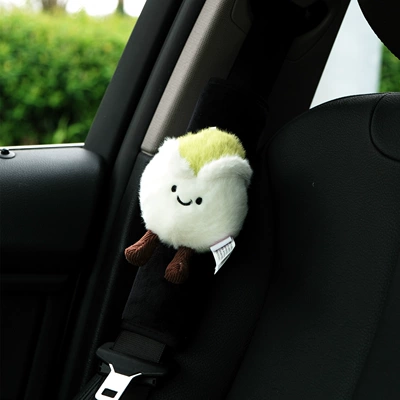 Cute Car Accessories, Safety Rope Protective Cover, Car Interior Decoration, Anti-Neck Strangulation (Motorcycle Handle Cover) - happy-billion-points-shoulder-cover-single-genuine-doll-adhesive-style