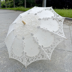 工芸レース傘の花の縁の傘の王女の綿の布のフックの花の刺繍のダンスの結婚祝いの装飾の日除けの傘の綿の傘