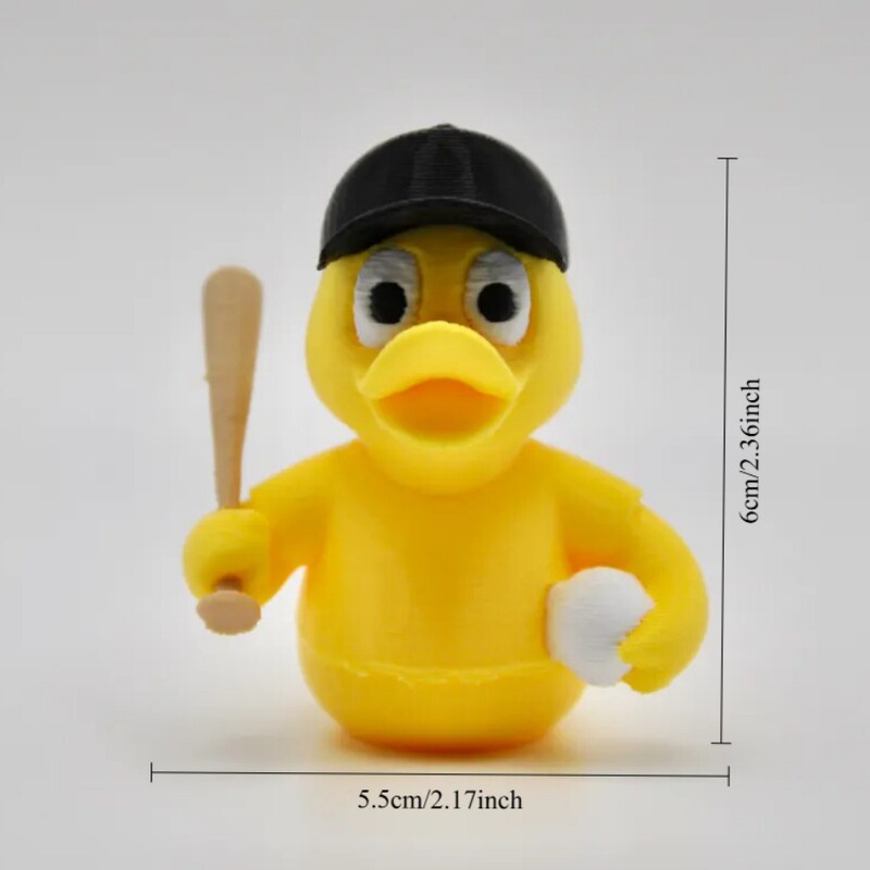 3Dプリントされた野球をするアヒルの置物 - かわいいアヒルの装飾品、家庭用テレビキャビネットに最適|undefined