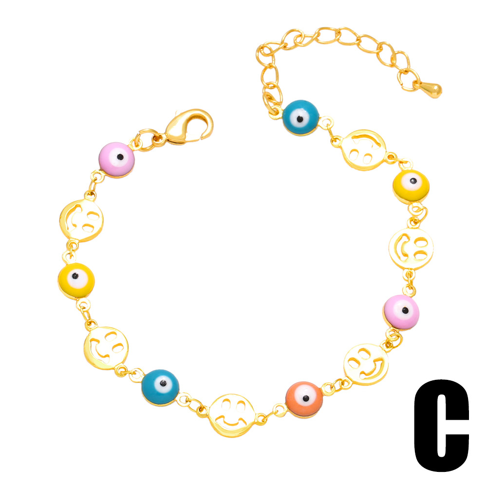 Bohemian Devilu0027S Eye Flower Copper Enamel Plating Inlay Resin Bracelets 1 Piece