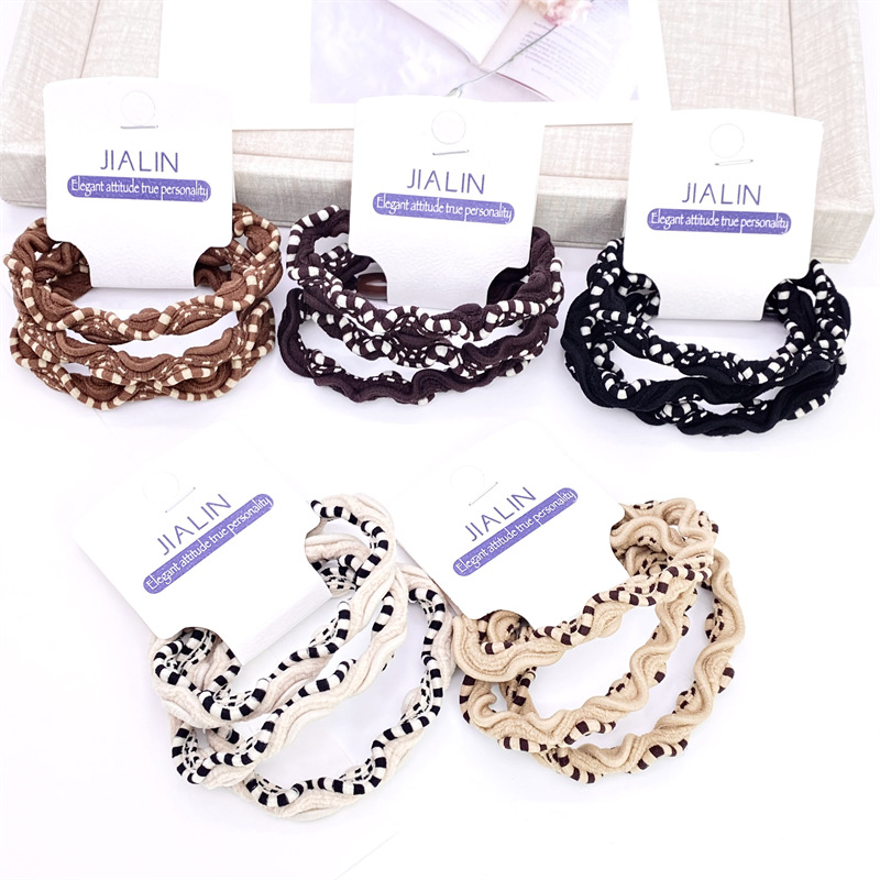Estilo coreano básico de dos colores trenza pelo cuerda pequeña etiqueta clara accesorios para el pelo 3 Tarjeta de uñas chica cabeza cuerda 2 Yuan tienda suministro