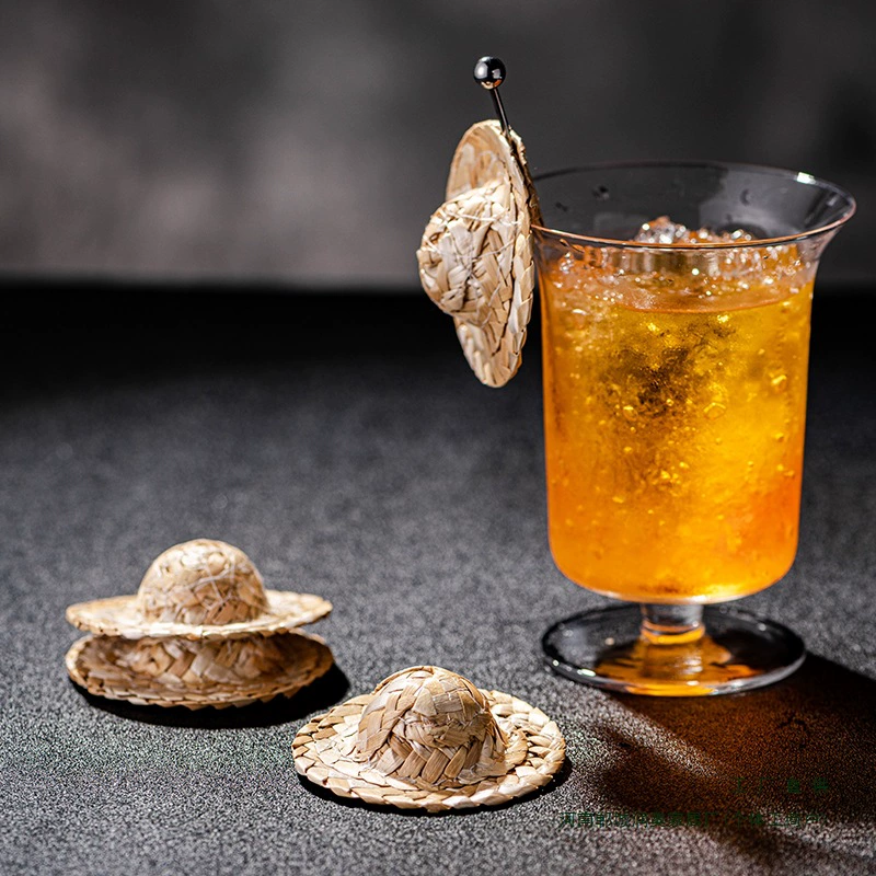 5 мини-соломенных шляпок, украшения для коктейлей, винные палочки, украшения для бокалов для виски, маленькие соломенные шляпки