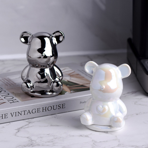 High-quality, stylish, minimalist, bear-shaped toothpick jar, ceramic, luxury, household cotton swab holder, floss box, creative, personalized, cute
