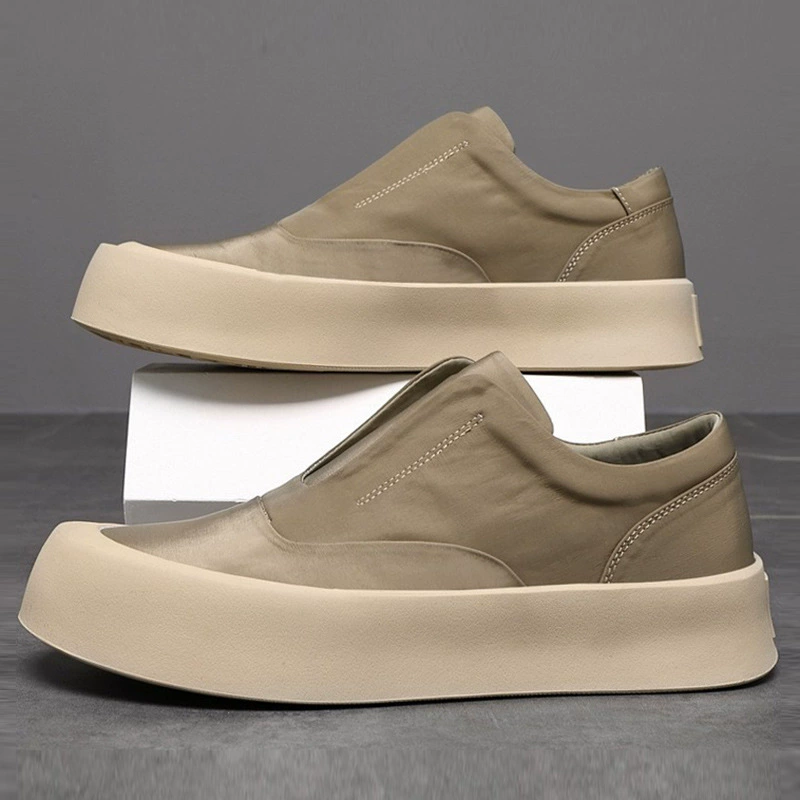 2025 новых летних дышащих слипонов, легкие кеды из холщовой ткани, универсальные кроссовки, повседневная мужская обувь на толстой подошве