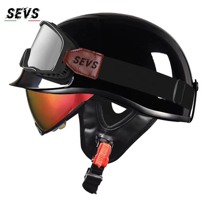 Motosiklet kaskı (dəbilqə) – for men and women, summer - glossy-black-aurora-red-mirrorlarge-frame-goggles-m
