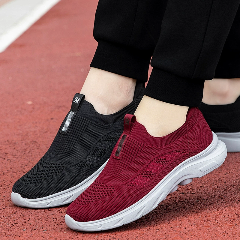 Дышащие и нескользящие слипоны из сетки для весны, лета и осени, удобная повседневная спортивная обувь для женщин среднего и пожилого возраста, дропшиппинг