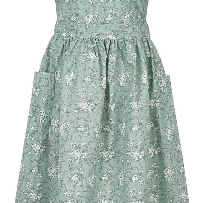 Amazon New Women's Floral Apron, Cute Printed Apron Dress, Back Cross Apron with Pockets