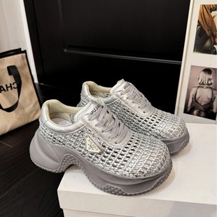 Yx Korean Style Thick-Soled Hollow-Out Fashion Sandals 8019 Women's 2025 Summer Woven Mesh Versatile Shoes Casual