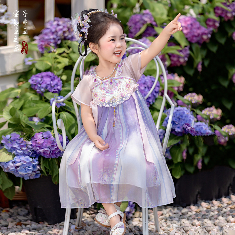 Class a Summer New Girls' Hanfu Ancient Costume Chinese Style Improved Ruqun Children's Ancient Costume Super Fairy Dress Chinese Style
