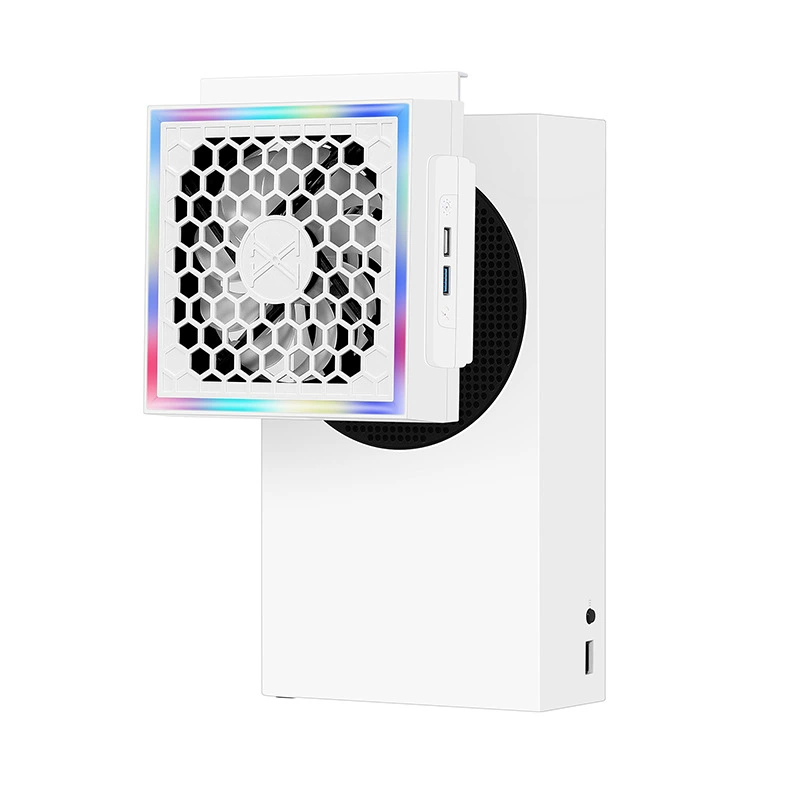 Совместимо с охладительным вентилятором корпуса для Xbox Series S с RGB-огнями, вентилятор для Xbox Series S