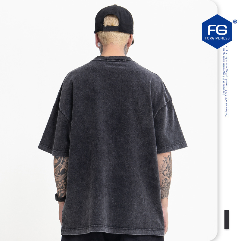 FG ropa de Hombre | 2022 primavera y verano nueva marca de moda callejera color hecho a mano Splash-tinta vintage suelta manga corta Camiseta hombres