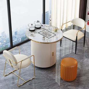 L7 Accessible Luxury Mobile Small Tea Table Balcony Tea Table and Chair Combination Slate Tea Table Water Kettle Integrated Tea Cabinet Household Tea