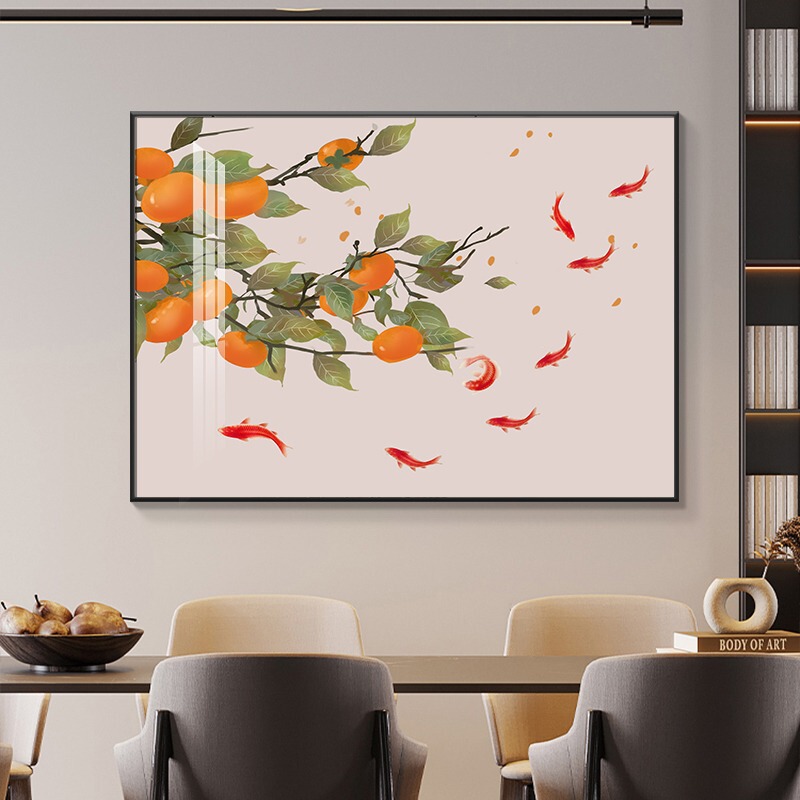 柿柿如意レストラン装飾絵画、意味のある良いダイニングルームの壁掛け絵画、ハイエンドのシングルリビングルーム絵画、新しい中国風の壁画|undefined