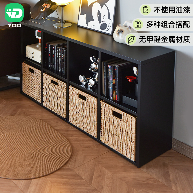 库比克书架黑色落地儿童书柜自由组合格子柜钢制幼儿园8格柜L^