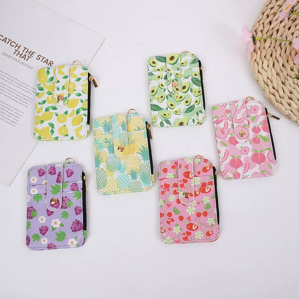 Avocado Short Pu Zipper Small Wallet Women's Fruit Coin Purse Wallet Clutch Bag Printed Ready-Made
