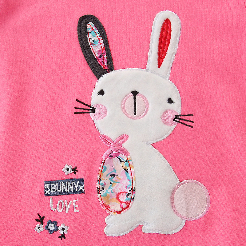 Sudadera de otoño para niñas con bordado de conejo a la moda, jersey infantil, top informal de manga larga estilo europeo y americano para bebé, venta al por mayor.
