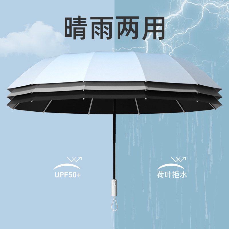 全自動晴雨兼用傘、高価値グラデーションUVビニール日焼け止め、ワンクリック開閉ダブルサンシェード傘|undefined