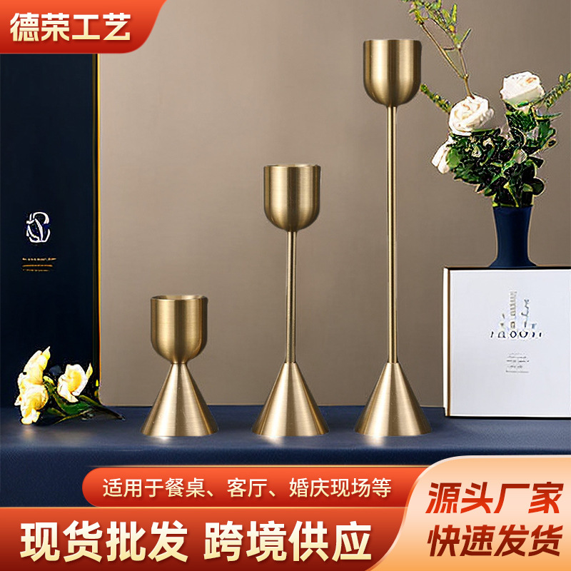 Candelabro de Metal Color Cobre Estilo Nórdico, Adornos Vintage para Velas, Decoración para Bodas, Regalos Empresariales para Sala de Estar