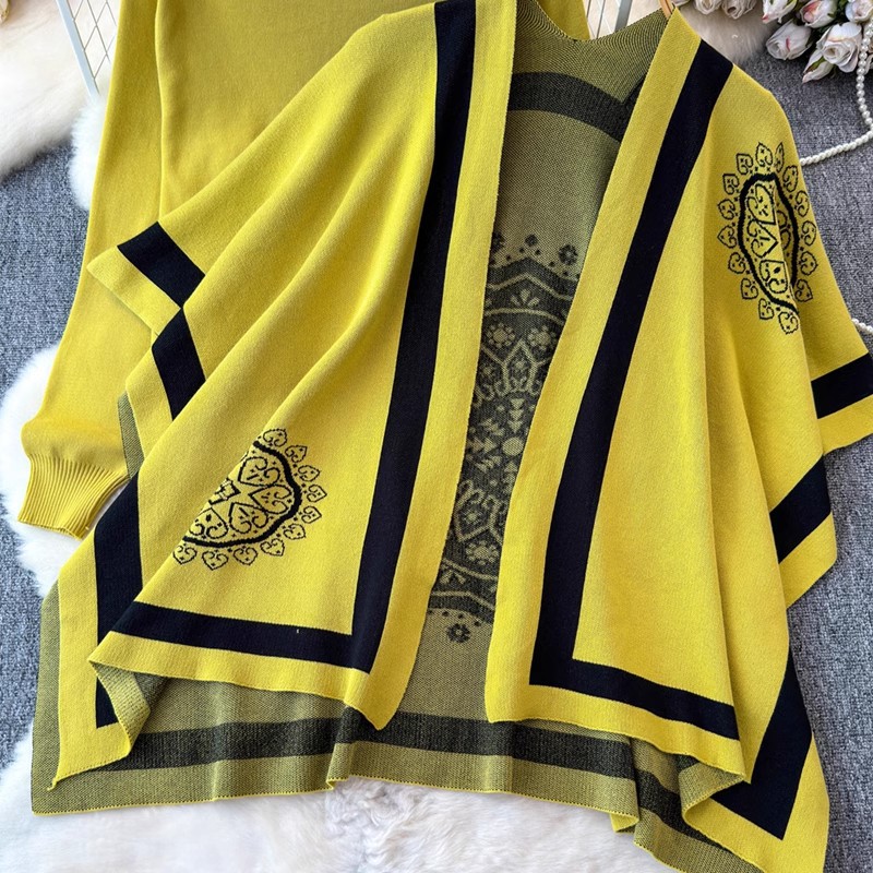 Damenbekleidung Damenmode Anzugdesign farblich passender langärmeliger Strickjackenpullover vielseitiger dreiteiliger Anzug mit hoher Taille und weiten Beinen_voghion.com