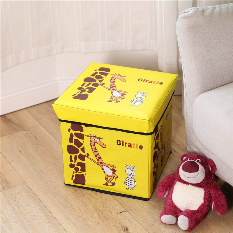 Cross-border foldable storage stool children's toy storage box cartoon pattern storage stool multifunctional storage stool wholesale