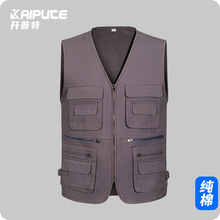 跨境春夏季全棉马甲登山休闲拉链立体兜男摄影钓鱼背心坎肩工作服