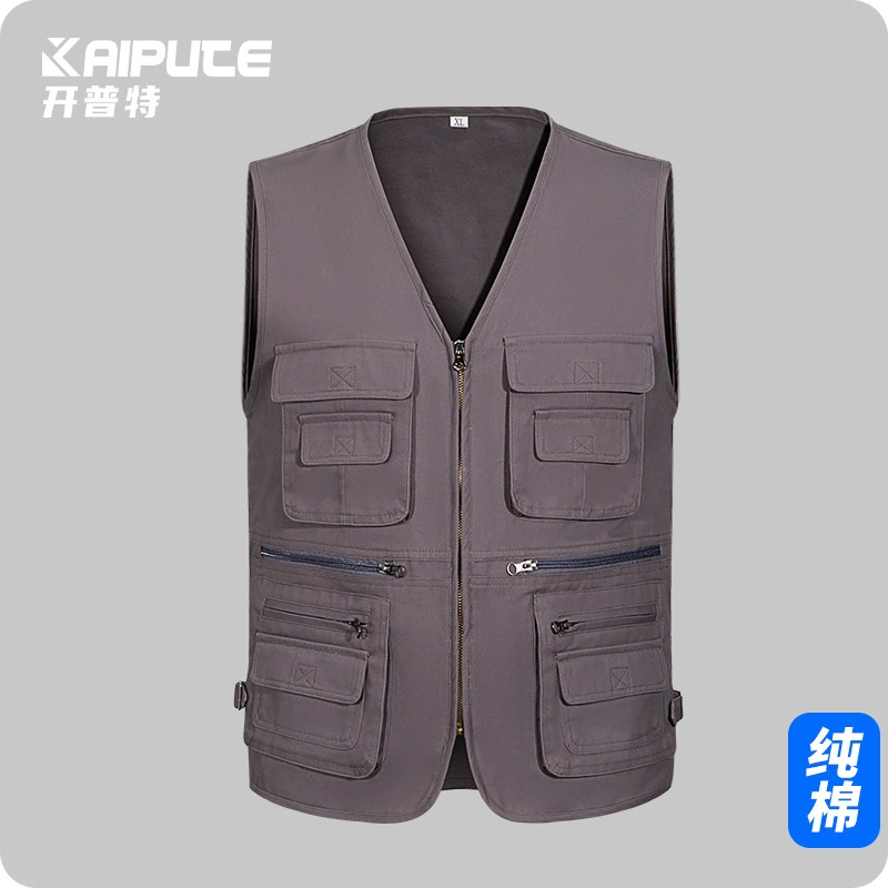 Трансграничная весна и лето, хлопковый жилет, альпинистская повседневная молния, трехмерная мужская фотография, рыболовный жилет, комбинезон