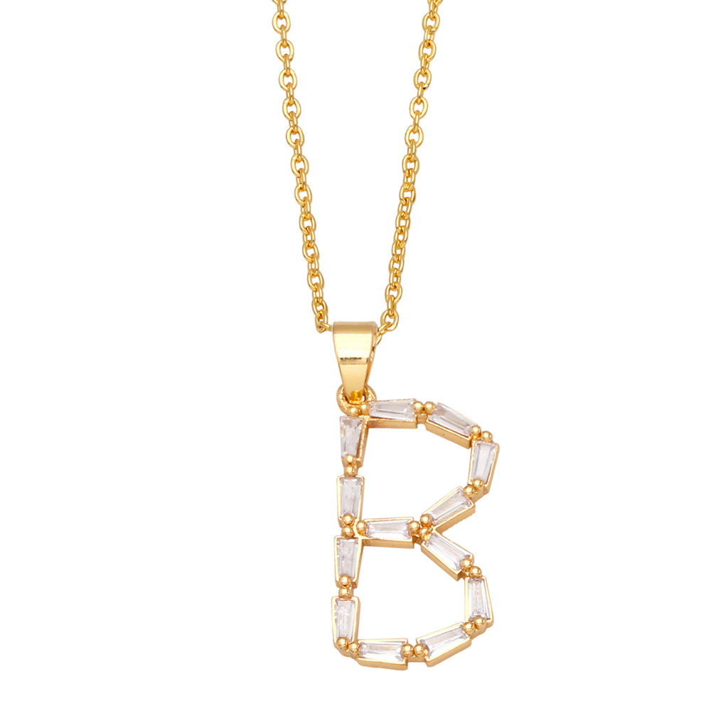 Fashion Letter Copper Inlay Zircon Pendant Necklace 1 Piece