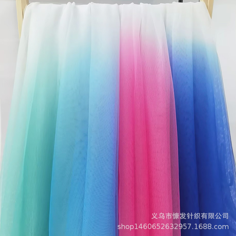 Manufacturer Wholesale 36A Hexagonal Mesh Fabric Gradient Color Mesh Children's Dress with Bowknot Mesh Manufacturer Wholesale 36A Hexagonal Mesh Fabric Gradient Color Mesh Children's Dress with Bowknot Mesh