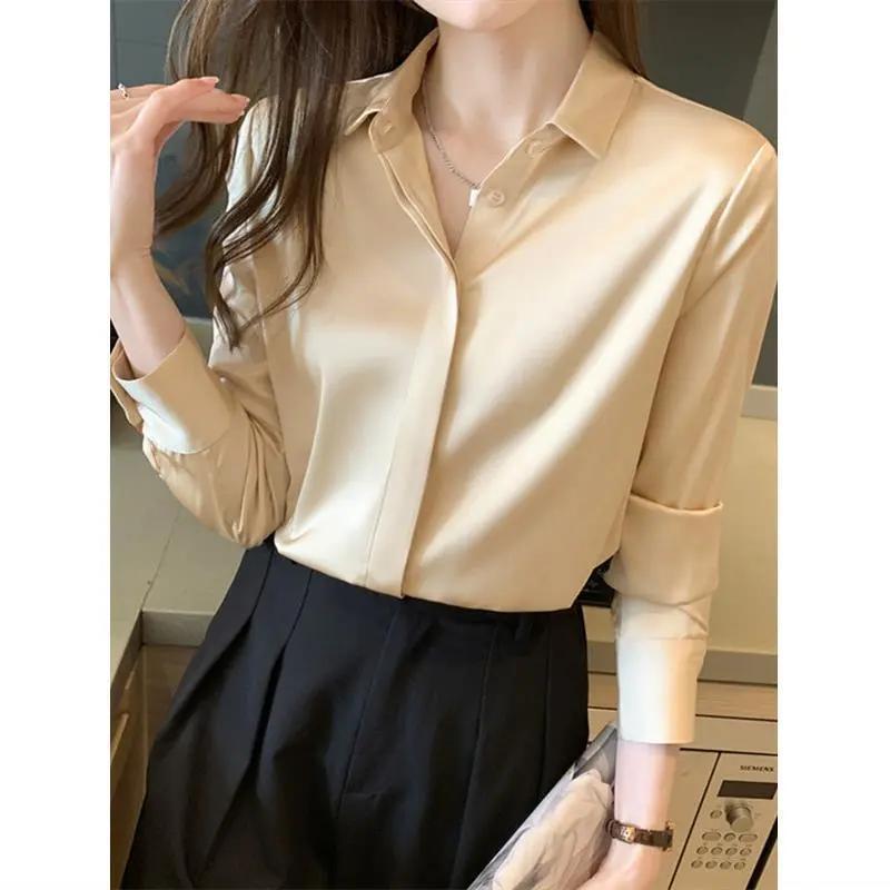 Heavyweight Light Luxury Shirt Mimi Silk Crepe Satin Shirt Women's Long-Sleeved Loose Commuting Style Top