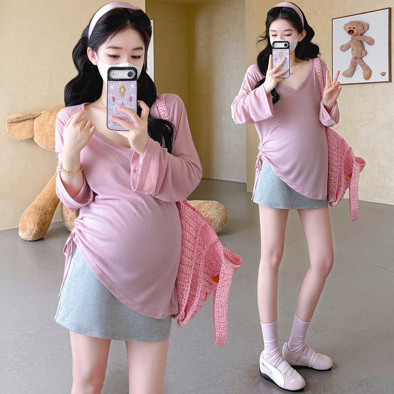 Maternity Wear Summer 2026 New Style Beautiful Pregnancy Dresses Summer Sun Protection Shirt Half Skirt French Style Outfit for Pregnant Women