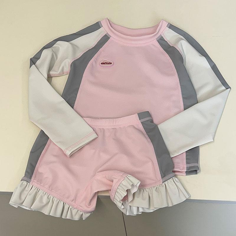 Girls' Swimsuit Children's Swimwear 2025 New Thin Sun-Protective Breathable Quick-Dry Big Girl Long-Sleeve Two-Piece Beautiful