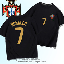 Y2021葡萄牙国家队C罗纳尔多训练服短袖球衣纯棉宽松半袖