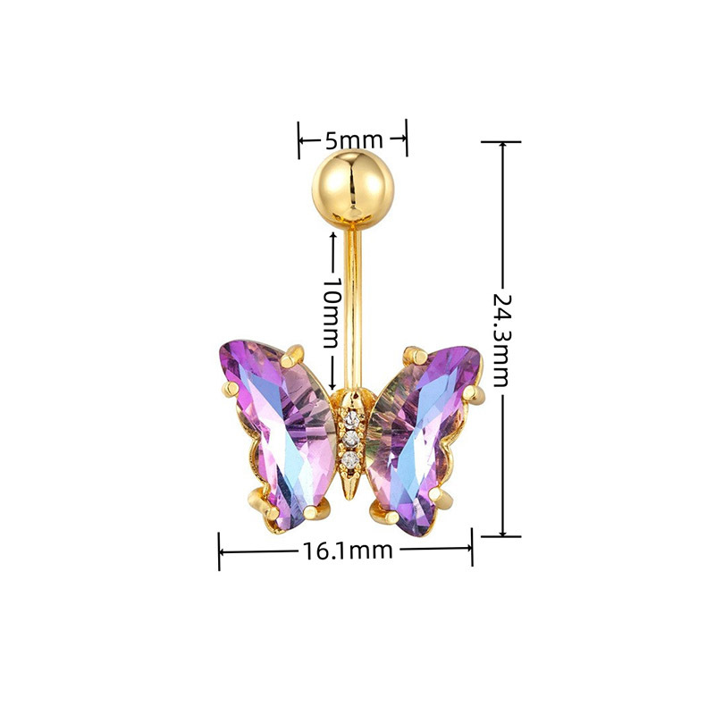 Piercing per ombelico con zircone multicolore in acciaio inossidabile per gioielli cross-border_voghion.com