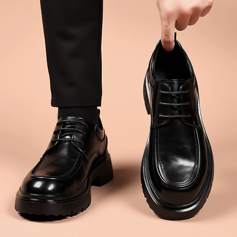 Мужская кожаная обувь мужская бизнес-платье черная мода Британская повышая повседневная кожаная мужская обувь