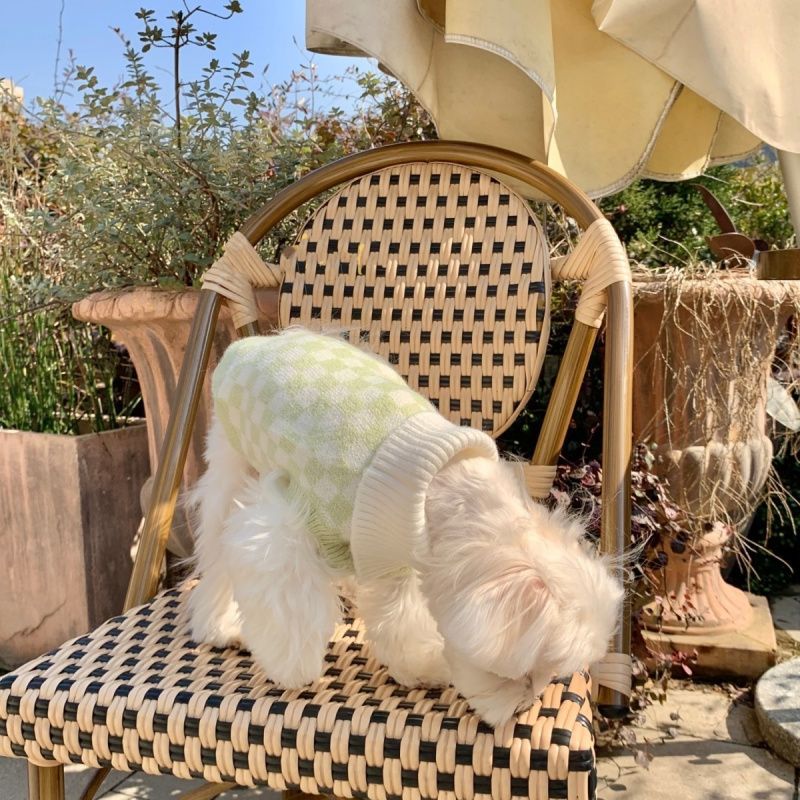 개와 고양이를 위한 애완동물 체커보드 스웨터 라펠 캐시미어 스웨터