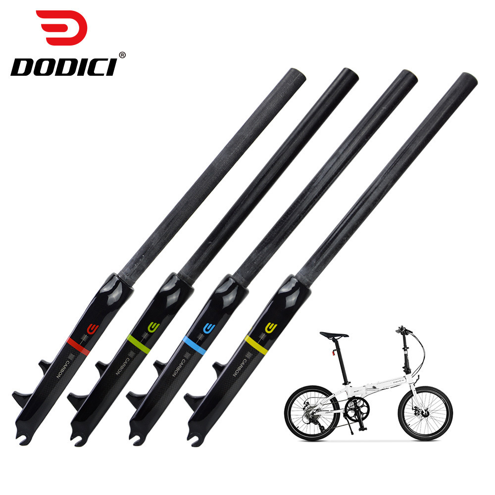 DODICI bicicleta plegable de fibra de carbono tenedor delantero pequeño carretera de freno de disco tenedor delantero 14/16/18/20 pulgadas 406 451