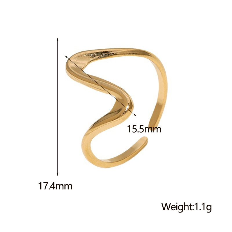PVD Coated Animal Prints Jewelry Geometric 304 Stainless Steel Casual Simple Style Waterproof Non Tarnish Open Rings display picture 25