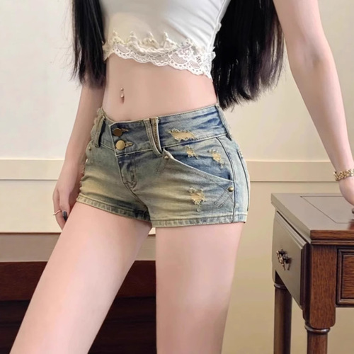 Spicy Girl Bow-Knot Embroidered Low-Waist Slimming Denim Jeans for Women, 2025 Summer Style – Elegant, Body-Sculpting, Straight-Leg Short Pants