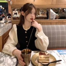 法式泡泡长袖连衣裙女装2025秋装新款名媛气质设计感赫本风长裙子