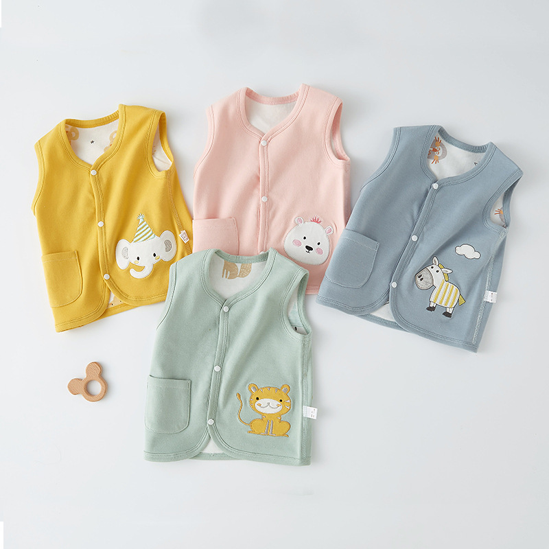 Baby's Vest Spring and Autumn Cotton Two-sided Wear Baby's Cute Super Cute Small Waistcoat Vest Warm Cool-proof Outer Wear Vest