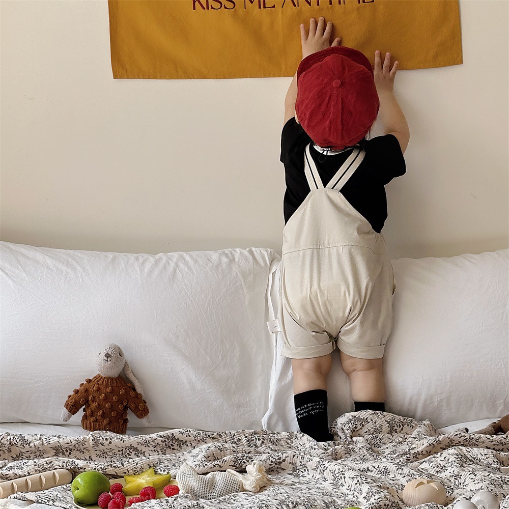 Ropa para bebés 2024 verano 1-3 años casual para hombres y bebés traje de mono de manga corta estilo delgado a servicio de salida