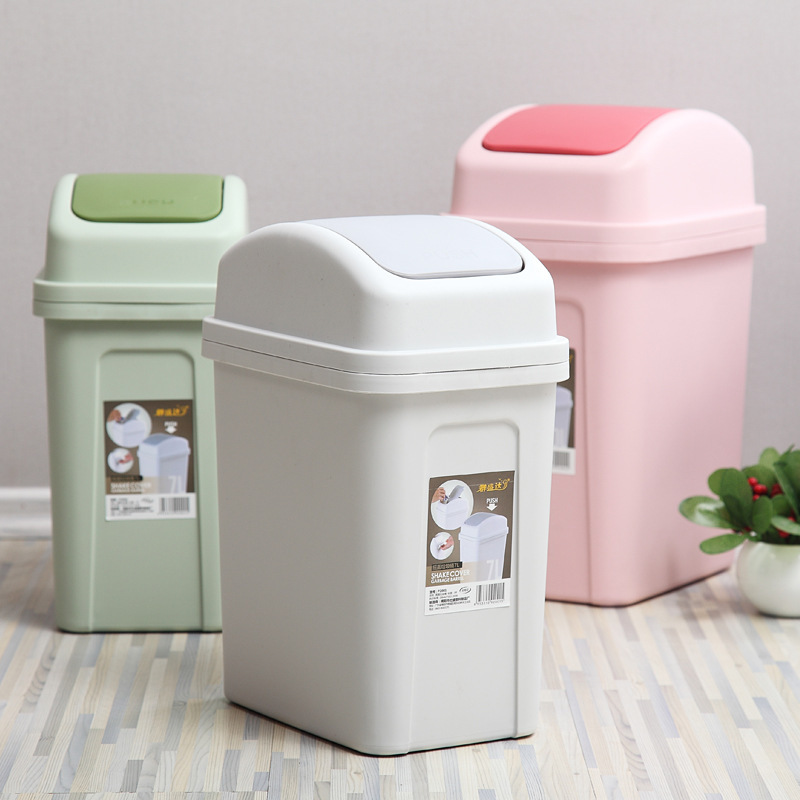 Household Trash Can with Lid, Stylish Swing Lid Design, Rectangular for Living Room and Bathroom, Nordic Style, Thickened with Lid, Indoor Use