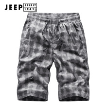 JEEP吉普户外休闲时尚宽松棉质格子短裤男潮流运动男士五分裤810