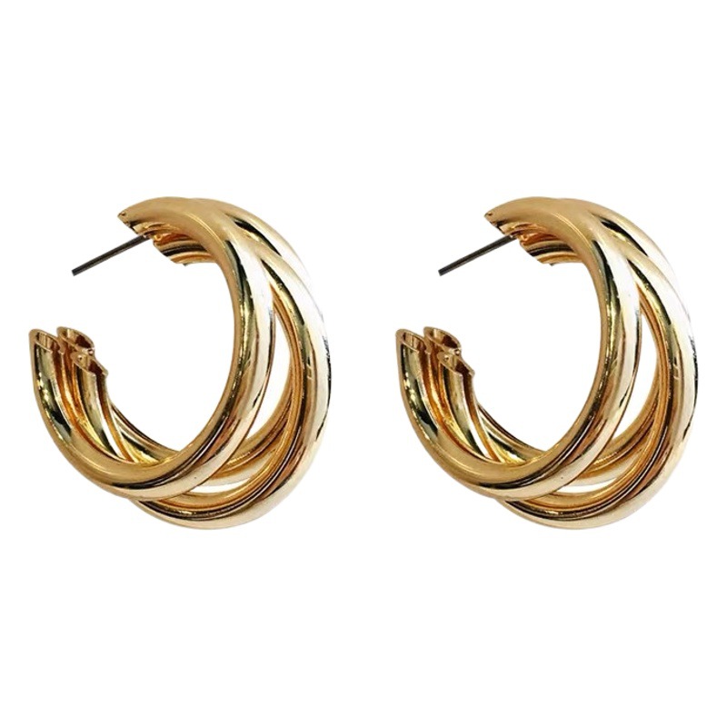 S925 silver needle European and American exaggerated geometric stud earrings Women's Light luxury fashionable elegant high-grade earrings metal earrings wholesale