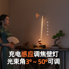 免布线人体感应灯人来即亮玄关入户门可调焦聚光小角度充电射灯