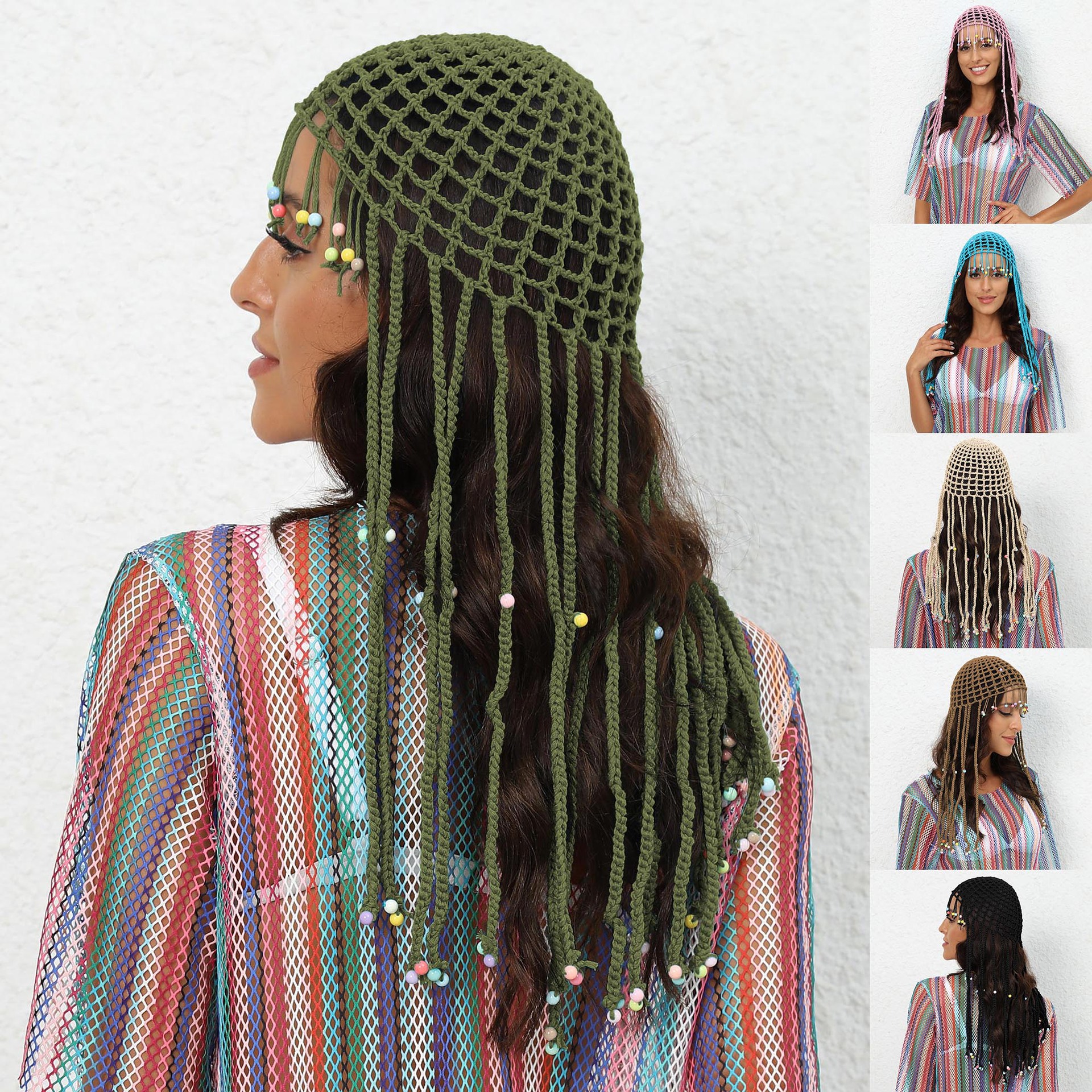 Mujeres Moda Color Sólido Con Cuentas Trenza Sin Alero Sombrero De Beanie display picture 2